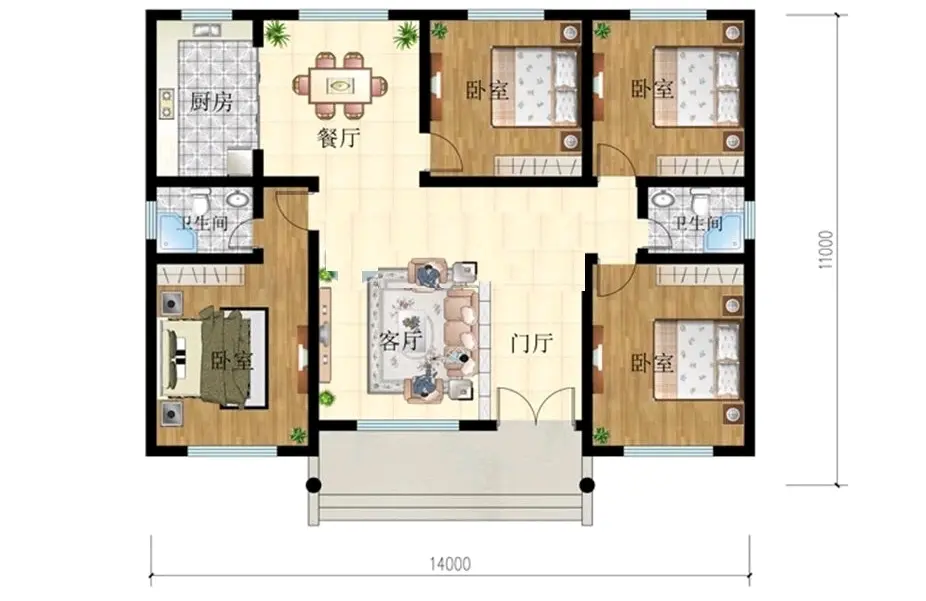 4间平房室内格局图片