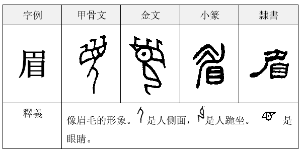 人体部位象形字图片