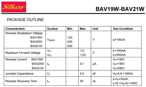 萨科微SLKOR高效能快速开关二极管BAV21W的应用与特点 - 哔哩哔哩