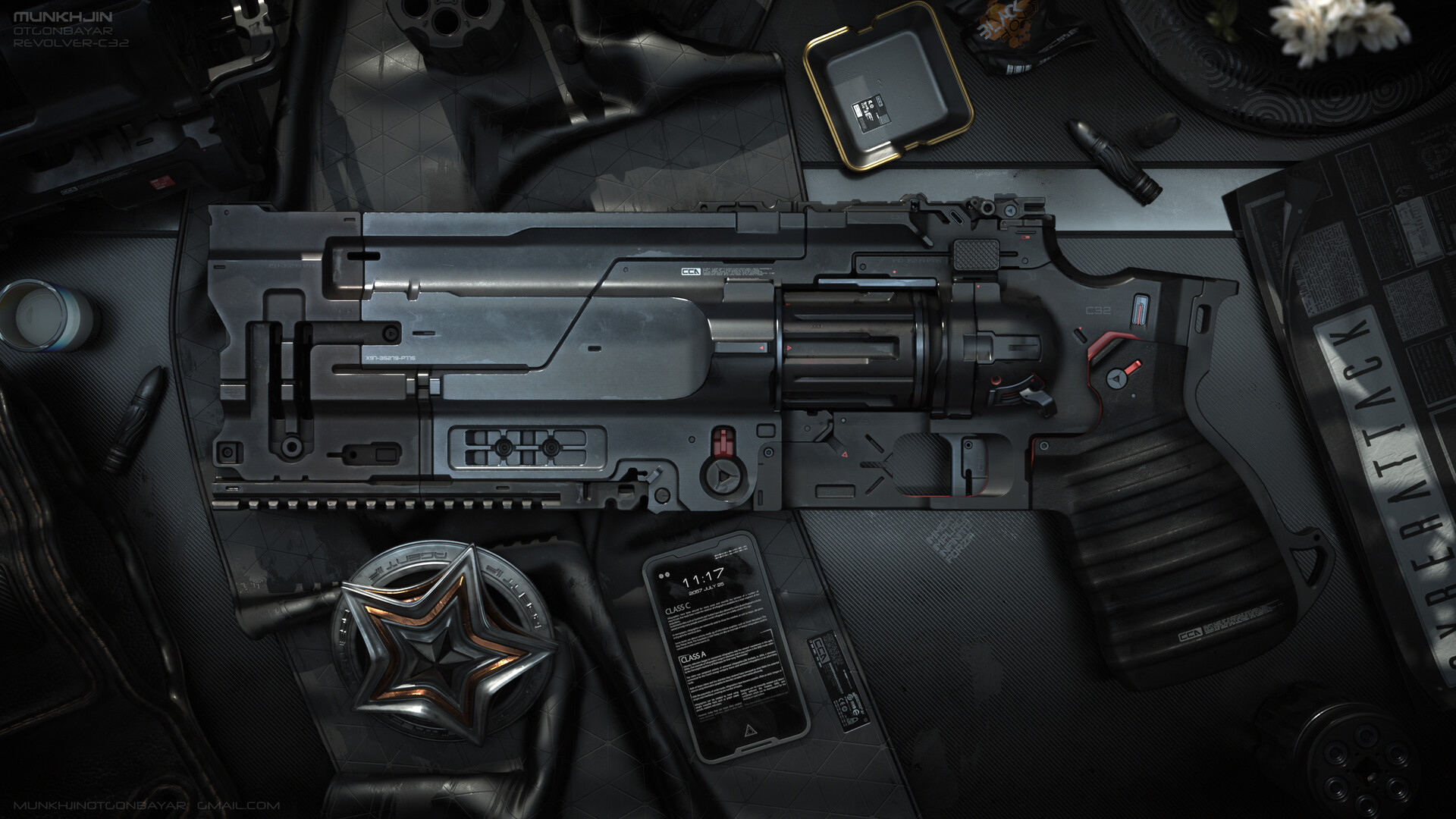 赛博朋克风重型左轮