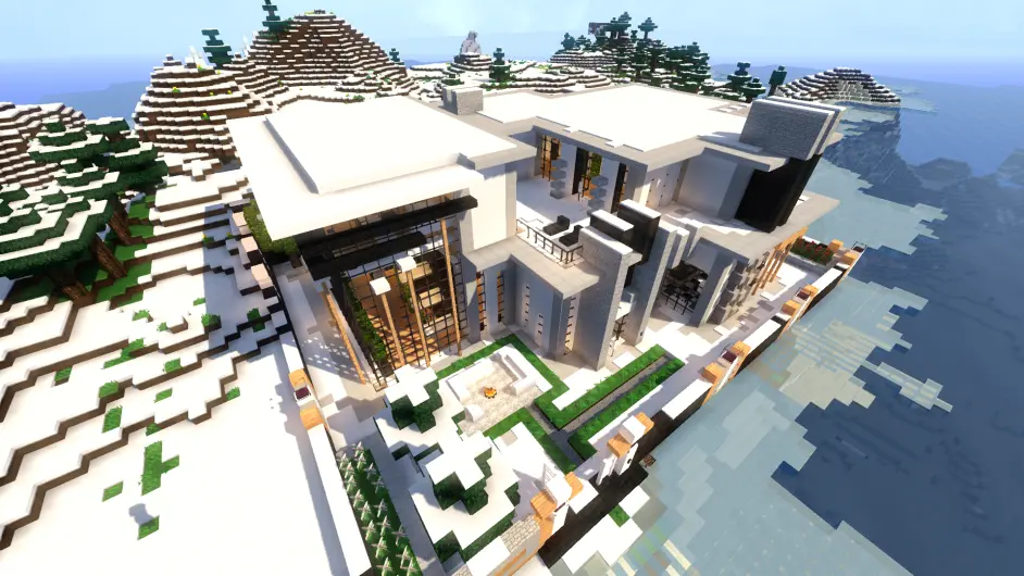 Up主在b站的首次投稿 位于minecraft雪地海边的现代双层别墅 哔哩哔哩