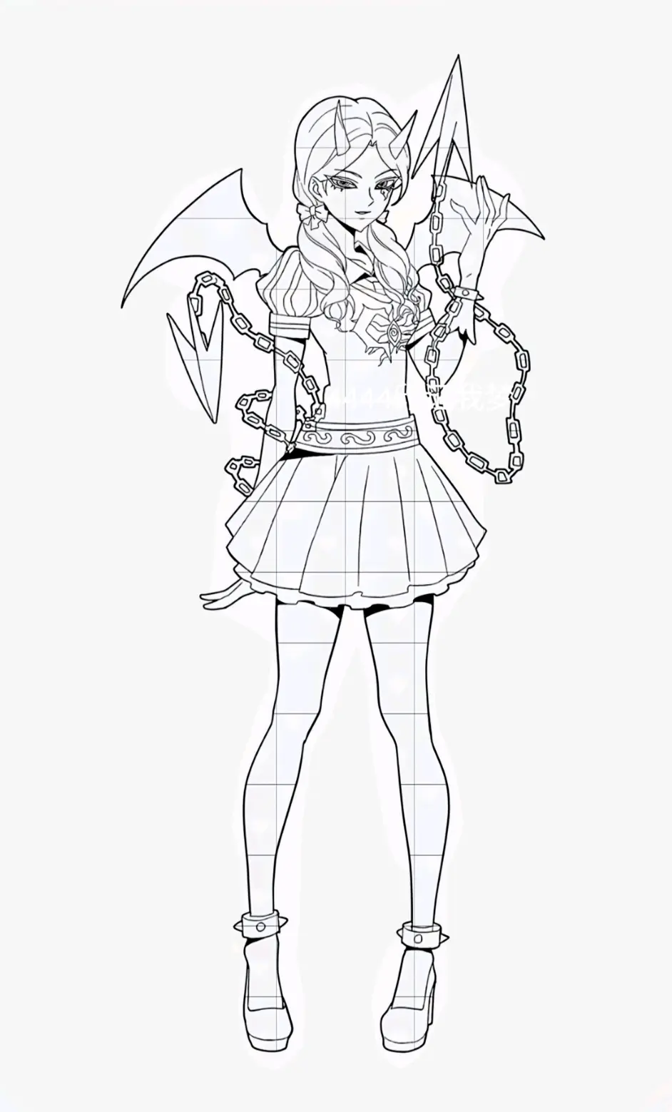 文茜 恶魔形态 漫画线稿 - 哔哩哔哩
