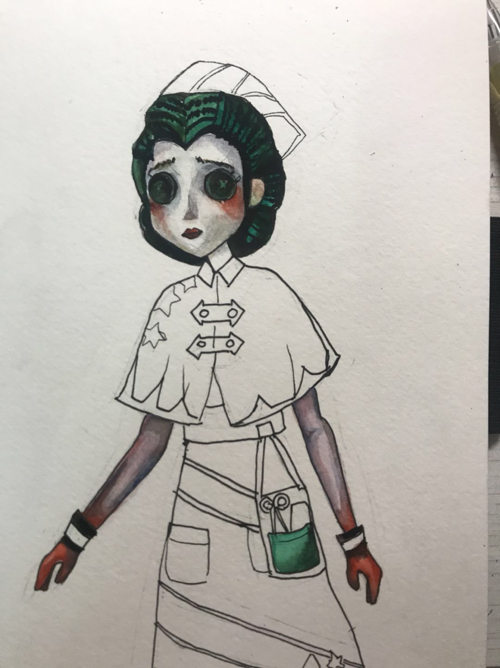 第五人格,手绘一只护士艾米莉,欢迎评论留言你喜欢用的角色