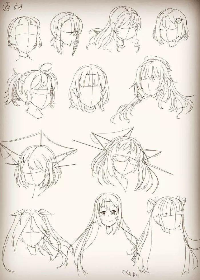 【头发怎么画?】动漫人物发型的各种角度各种画法,多种发型参考~