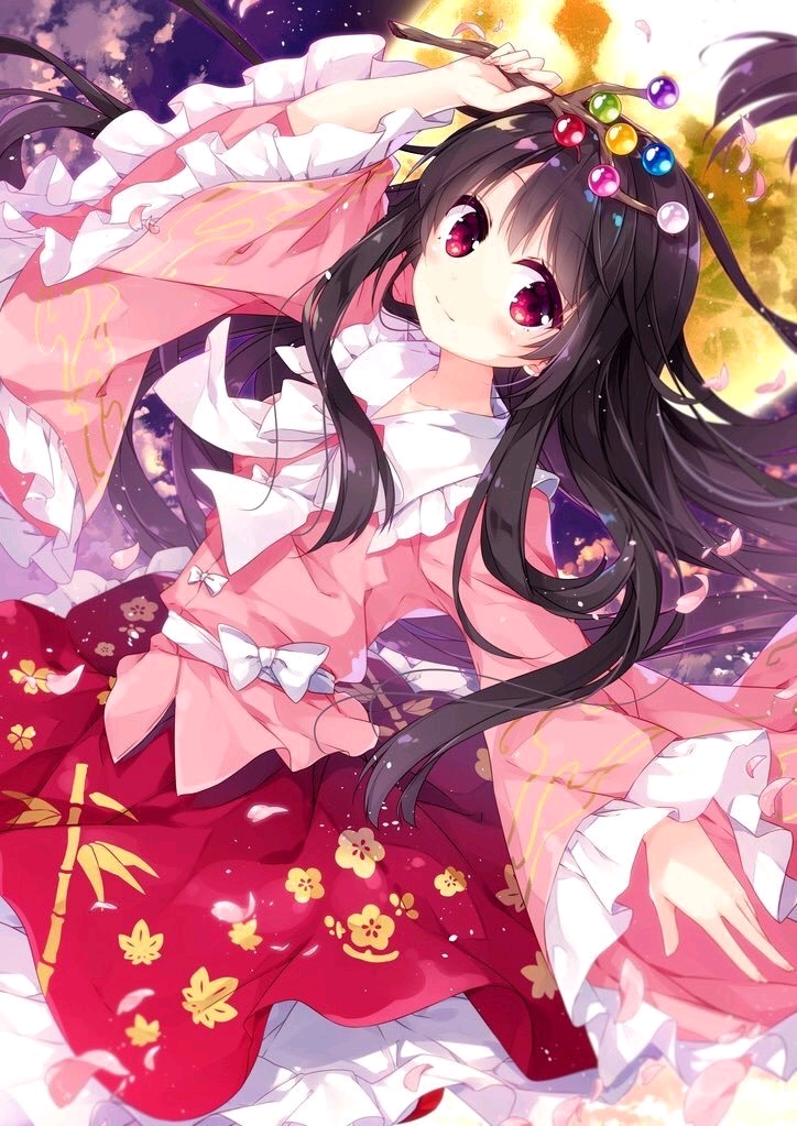 东方永夜抄〗蓬莱山辉夜(永远と须臾の罪人)的同人插画作品