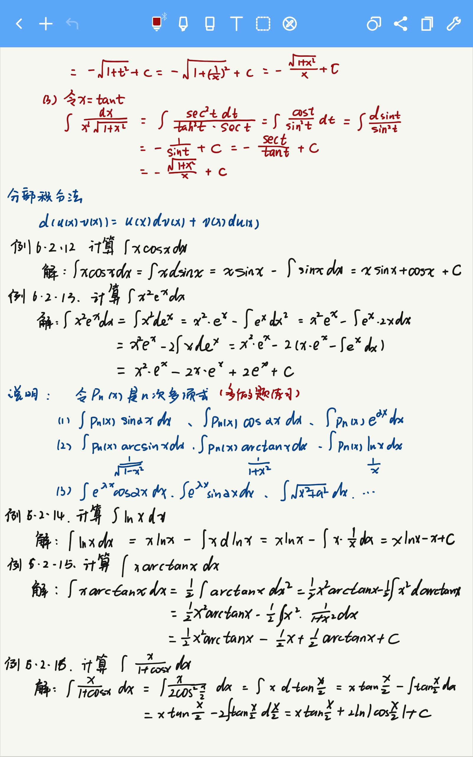 数学分析笔记—第六章—不定积分