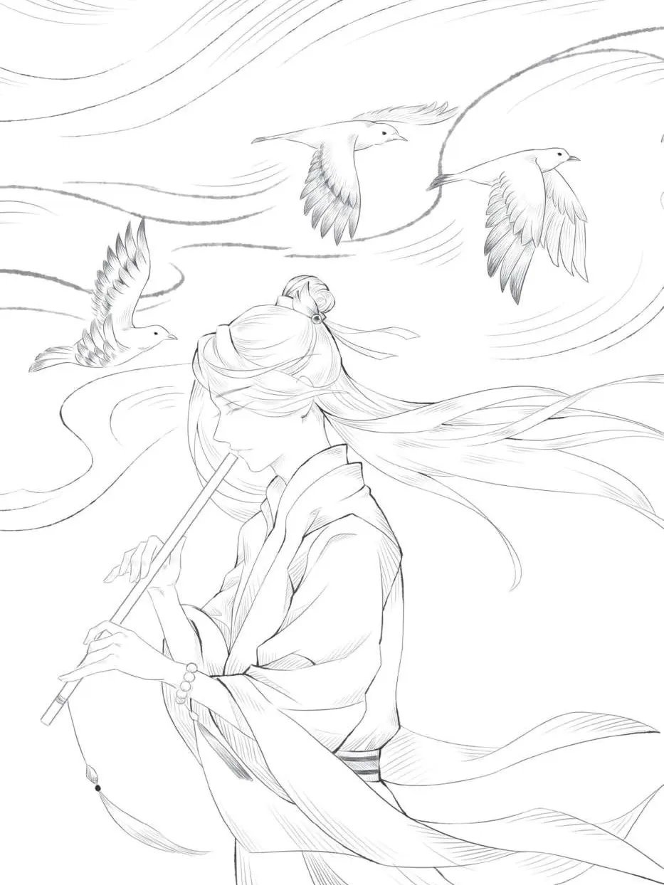 绘画参考 盛世蓝颜 古风美男漫画线稿 哔哩哔哩