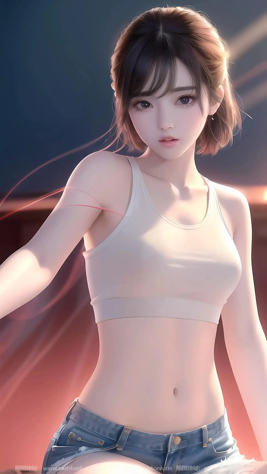 牛仔裤短裤露腰ai绘画图集动漫卡通二次元手机电脑高清壁纸