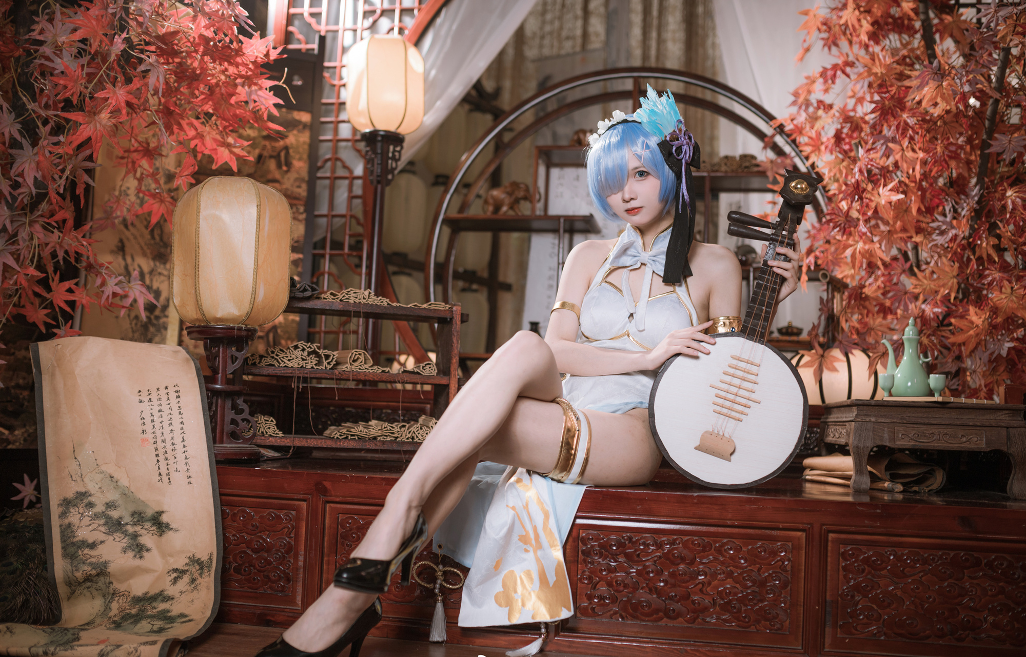 挽希re从零开始的异世界生活旗袍蕾姆cosplay3