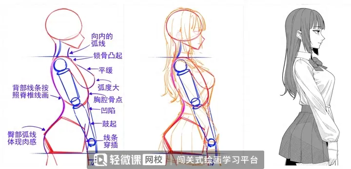 侧面人体动漫图片