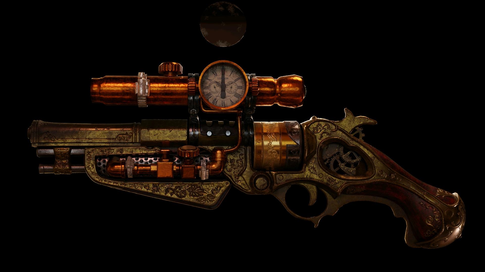 第一次全流程,从建模到纹理,慢长的学习.(蒸汽朋克手枪) - 哔哩哔哩