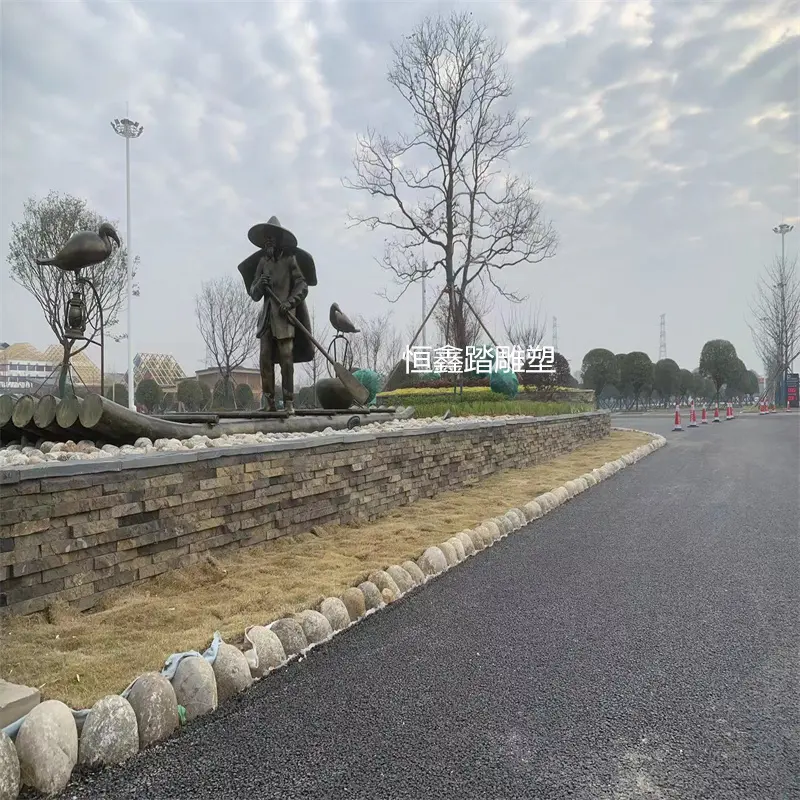 广西桂林高速路服务区装饰不锈钢渔舟雕塑厂家报价