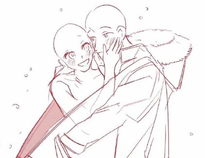 线稿素材情侣cp双人互动姿势参考你的本子能用上