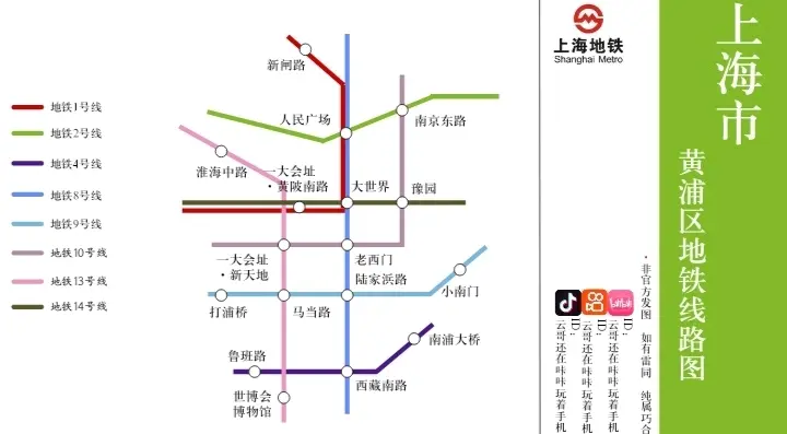 上海市黄浦区地铁线路图