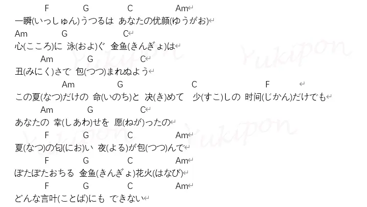 金鱼花火 大塚愛吉他弹唱谱 哔哩哔哩