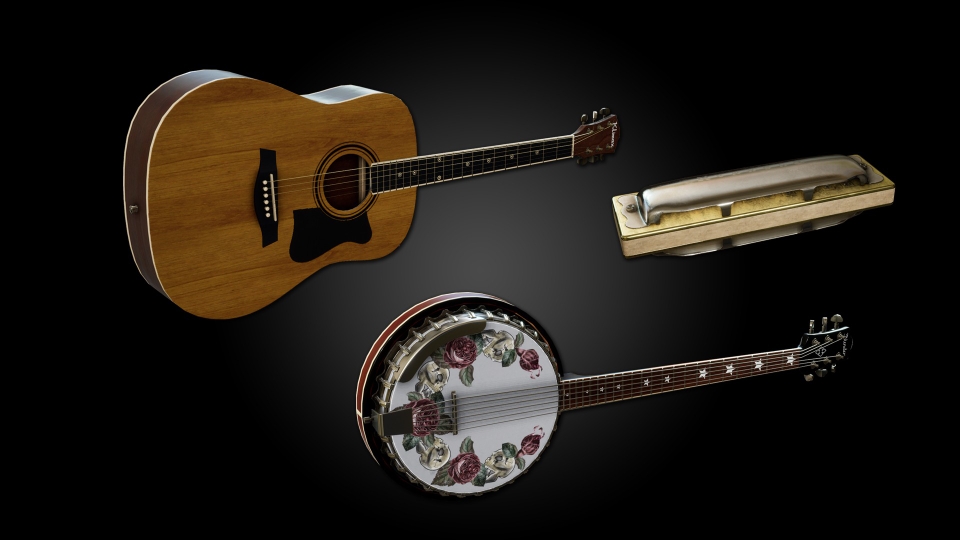 新增了吉他,班卓琴和口琴 镜头背后的视角