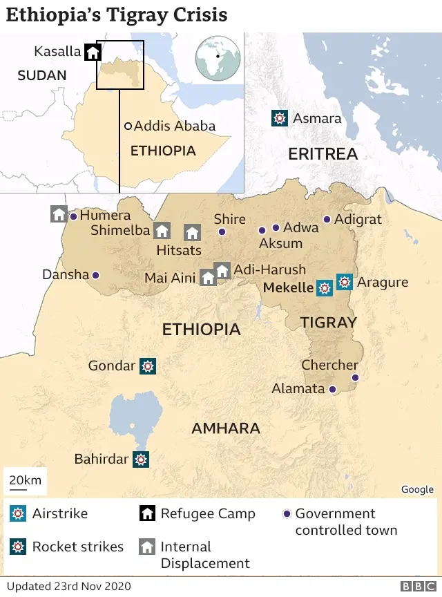 埃塞尔比亚内战升级 投降期限已过 埃塞总理宣布进攻提格雷地区首府 哔哩哔哩