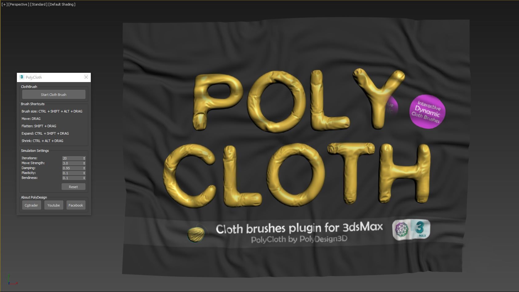 Polycloth 3ds max настройки