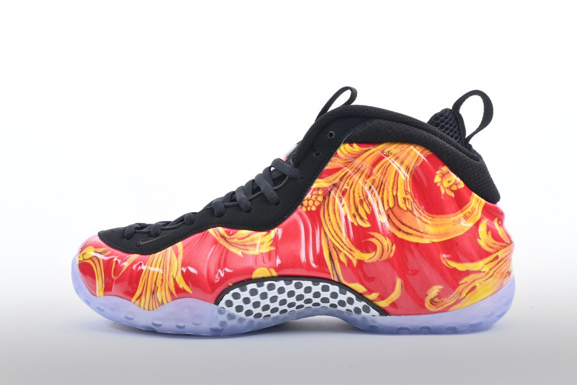 耐克喷泡 Nike Air Foamposite One x Supreme 联名黑红稻草喷运动鞋 哔哩哔哩