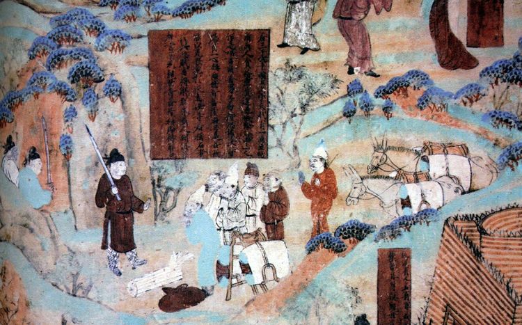 莫高窟第45窟(唐)商人遇盗图