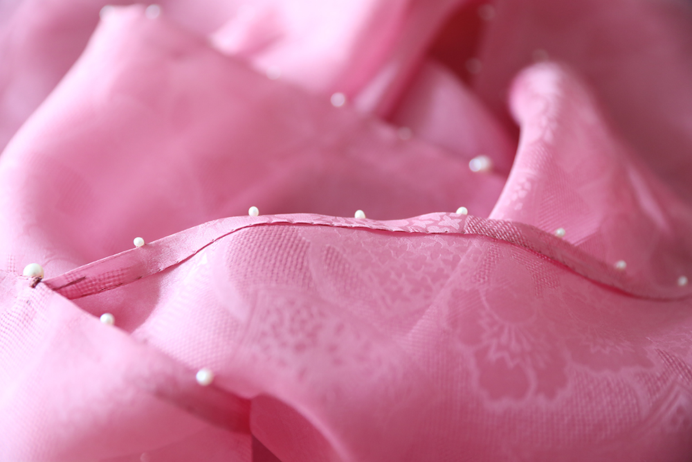 行在烟霞间——全手缝真丝绡平裁对襟长衫