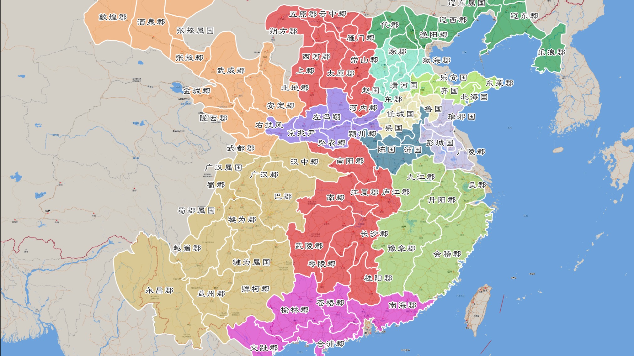 东汉十三州百五郡全图 - 哔哩哔哩