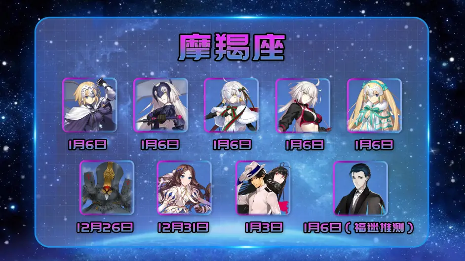 Fgo 英灵出生 星座一览 哔哩哔哩