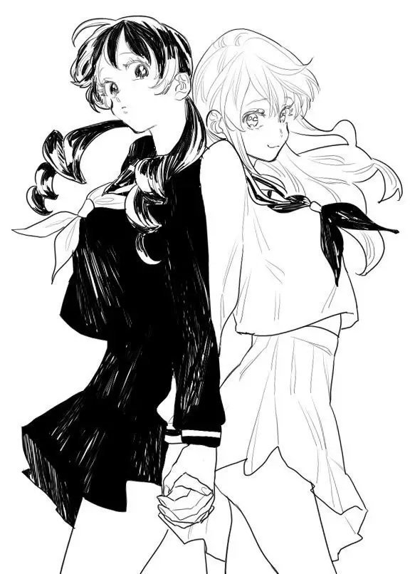 【绘画参考】一组少女黑白动态姿势线稿,细节拉满不愧是大触的作品!