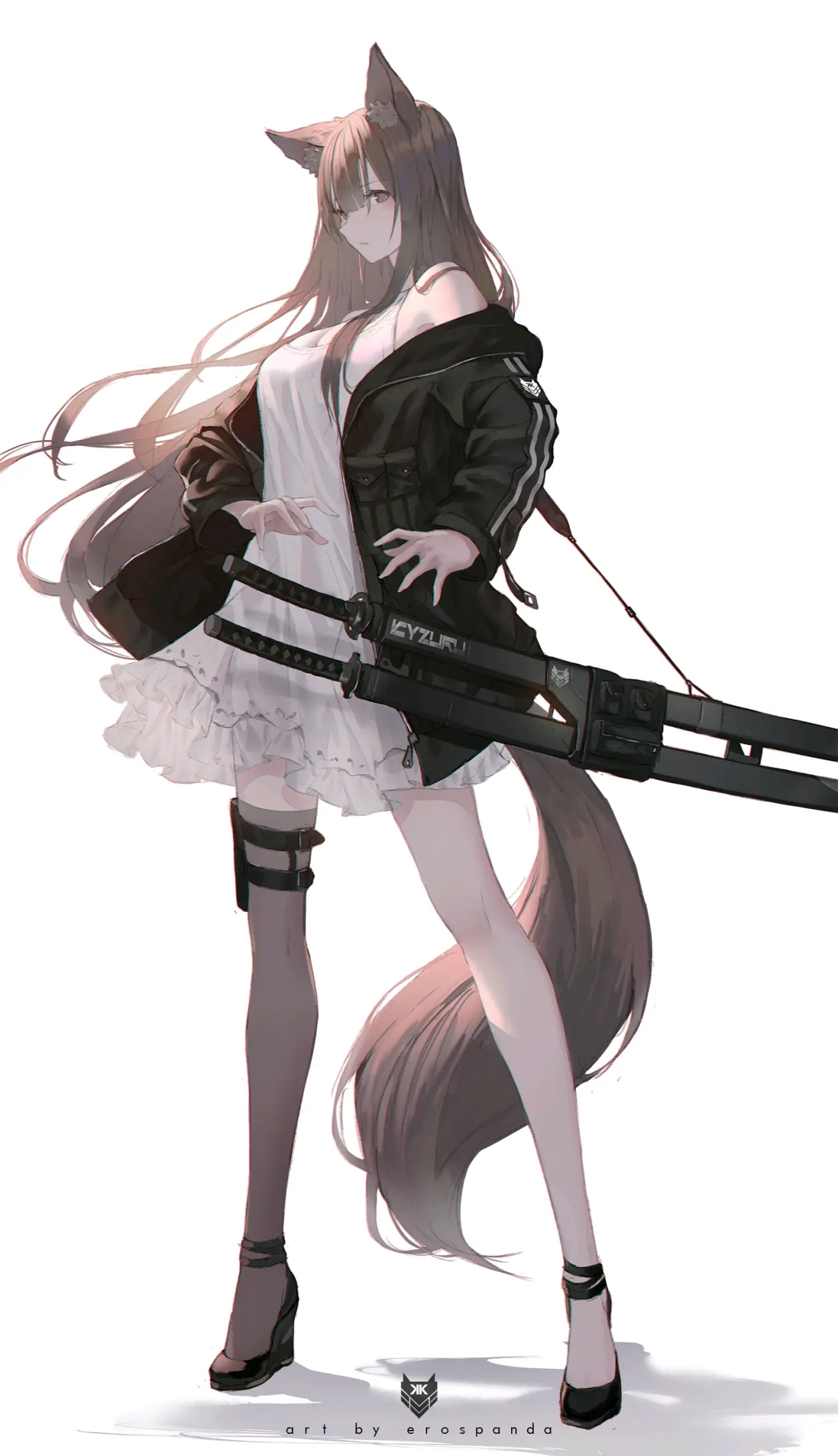 手机壁纸带刀的少女