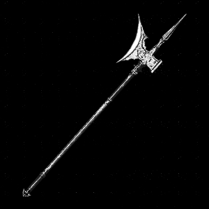 古代冷兵器,在长柄的一端装有青铜或铁制的枪尖,旁边附有月牙型的锋刃