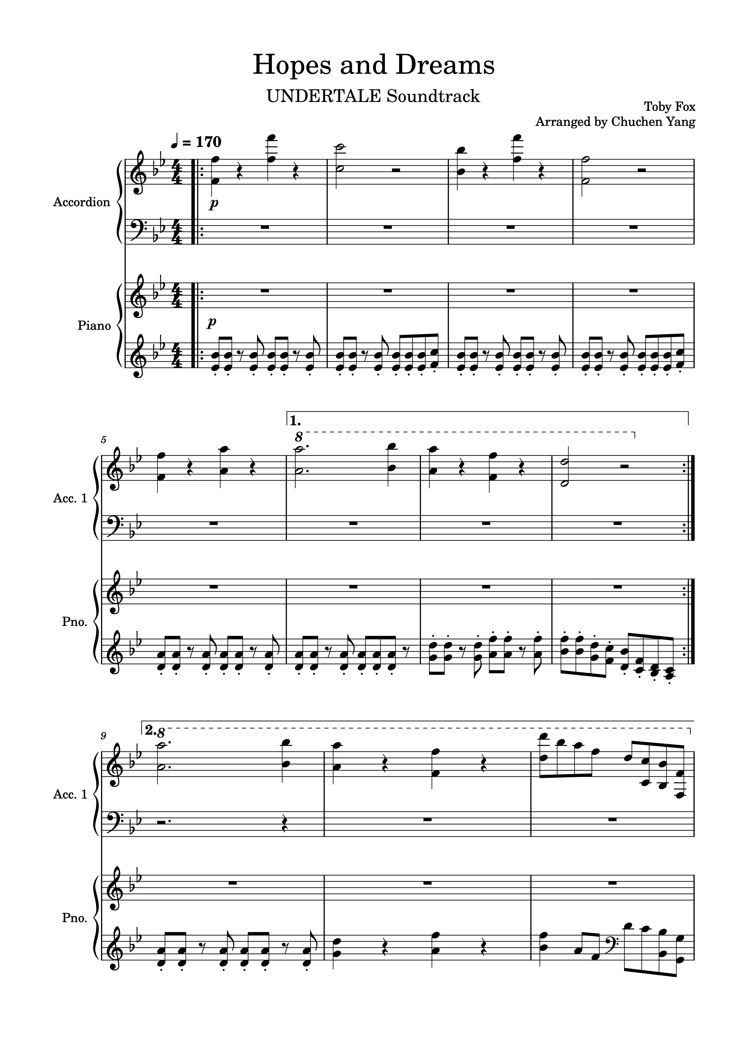 Hopes and Dreams曲谱(手风琴&钢琴合奏改编) 哔哩哔哩