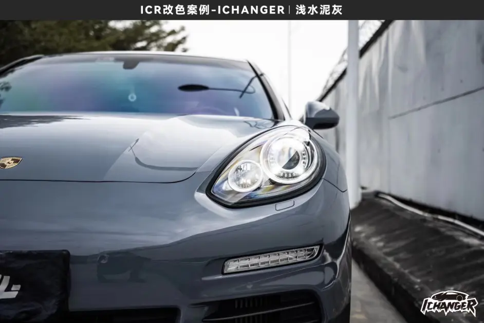 保时捷帕拉梅拉ichanger改色膜浅水泥灰, 简约即是经典 - 哔哩哔哩