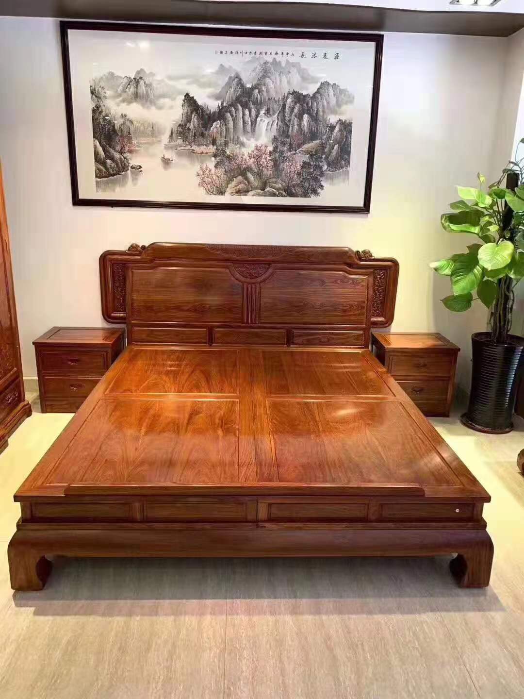 东阳红木床非洲印尼酸枝木新中式卧室家具实木新款双人1.8米大床_虎窝淘