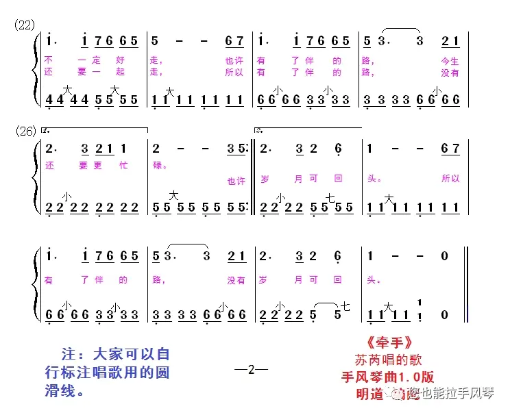 牵手苏芮歌曲原唱简谱图片