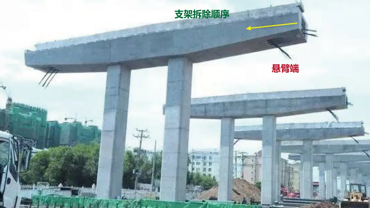简支梁连续梁支架从跨中向支座端拆除,悬臂梁从悬臂端开始拆除