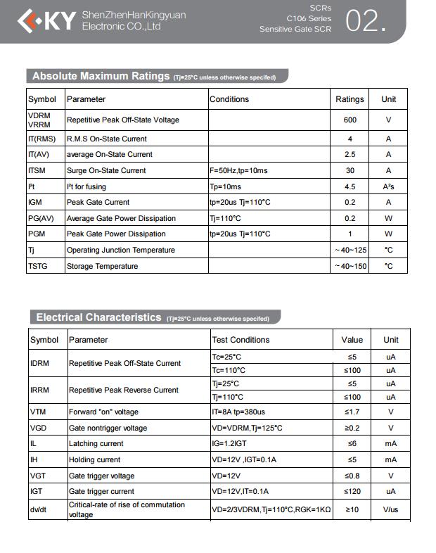 ASEMI代理韩景元可控硅C106M参数，C106M封装，C106M尺寸 - 哔哩哔哩