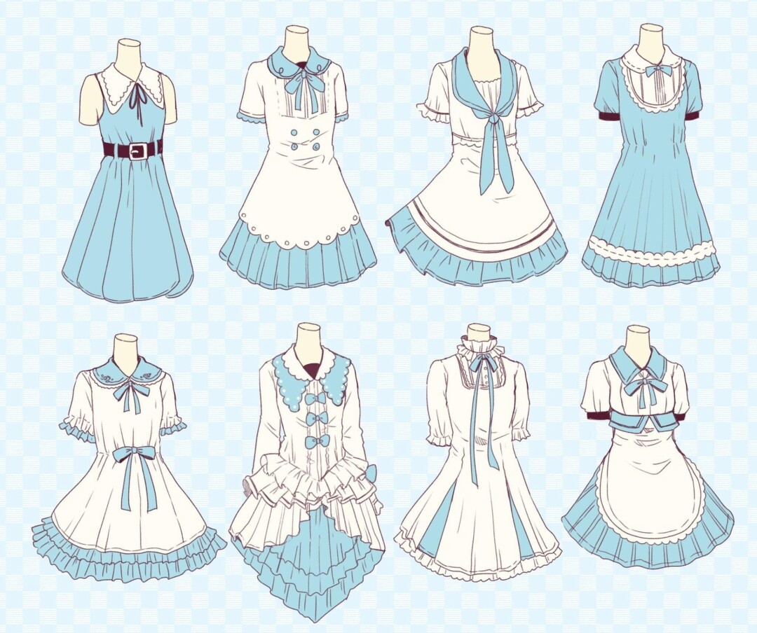 可爱的裙子绘画素材.Twitter：‪sakura_oriko‬|裙子|素材|绘画_新浪新闻