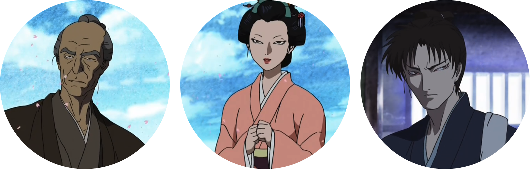 左 四谷左门  中 阿岩  右 民谷伊右卫门