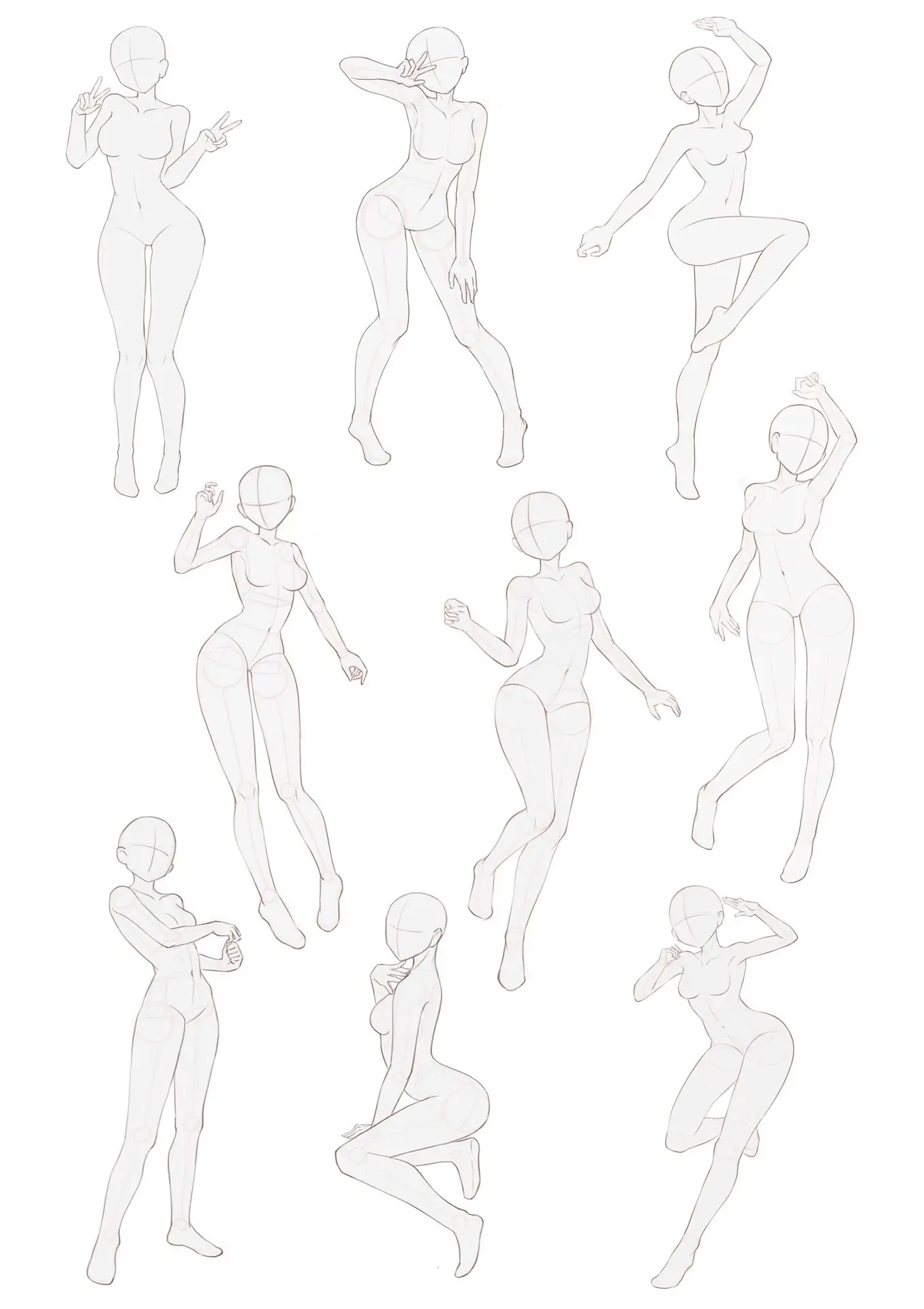 人体站姿速写,随时临摹,可上色!