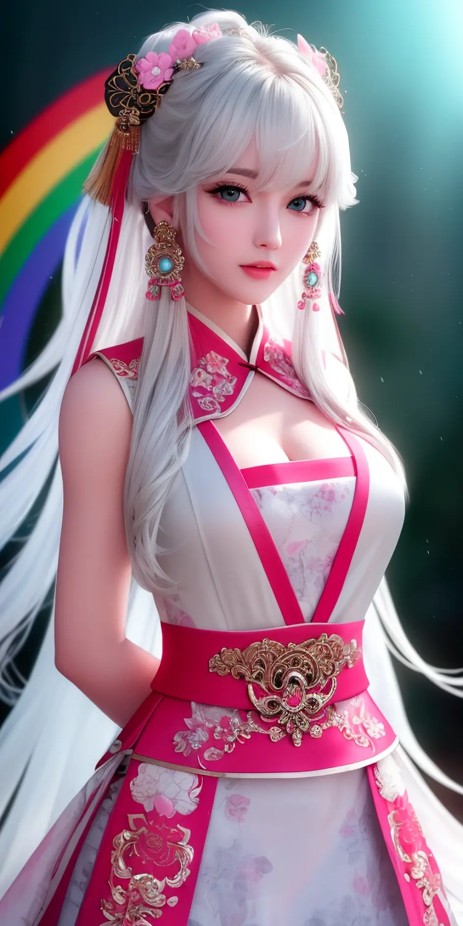 (ai绘画)银发古风美女二十四(1) - 哔哩哔哩