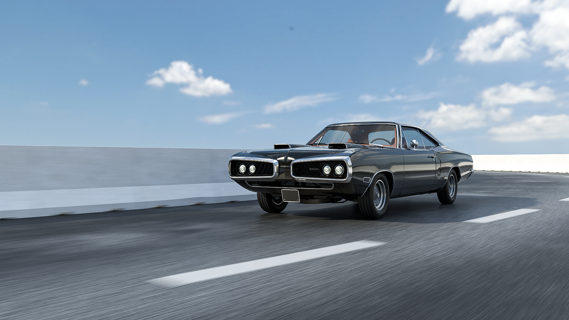 道奇440 室外场景渲染