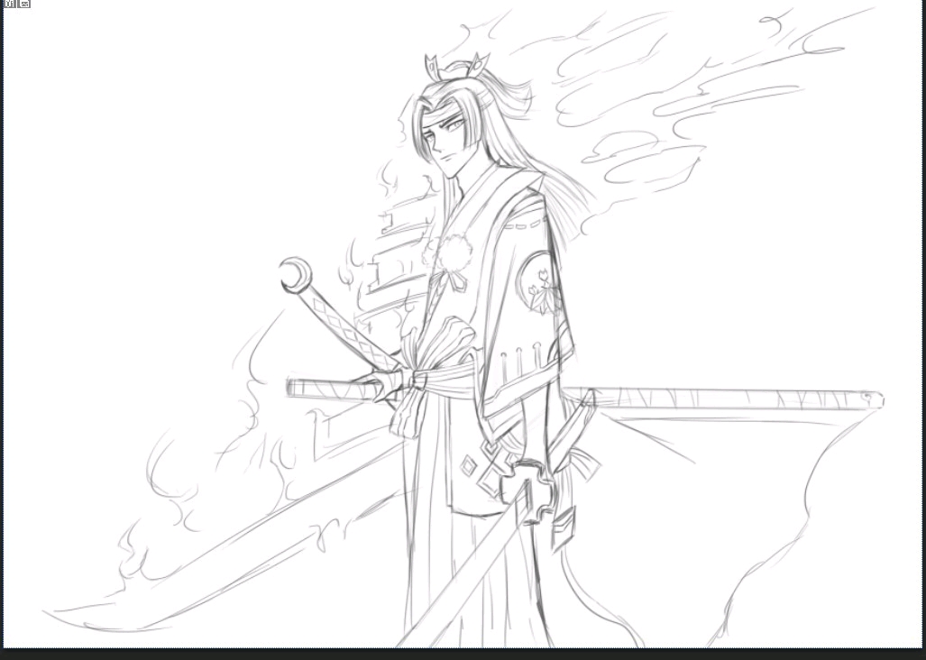 抽不出鬼切,我就画一个(还么得完成),画完应该可以出一期视频吧.