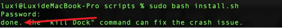 Mac/Linux 系统执行破解补丁成功后,提示 Done Mac/Linux 系统执行破解补丁成功后,提示 Done