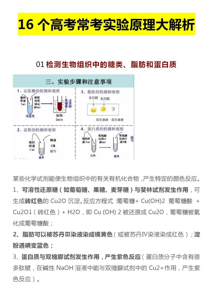 高分秘籍来袭 高中生物最全16个实验的原理大解析 理科生千万别错过 哔哩哔哩