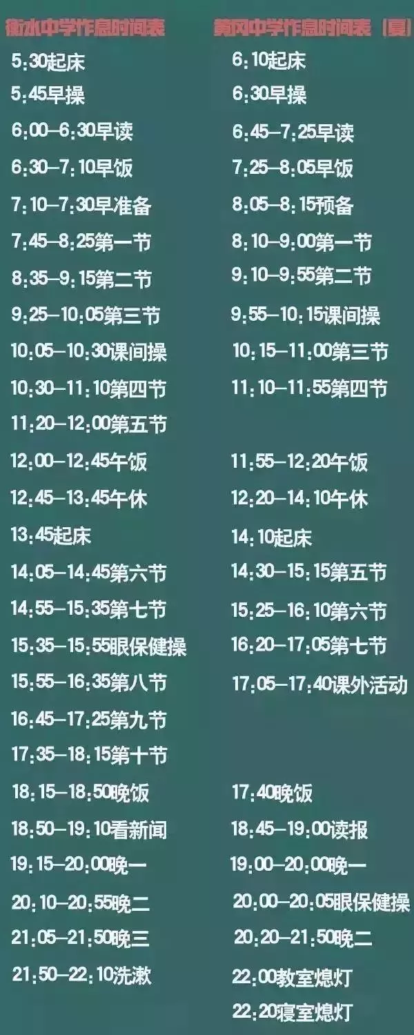 安排|衡中学霸作息时间表刷爆朋友圈,90%的学