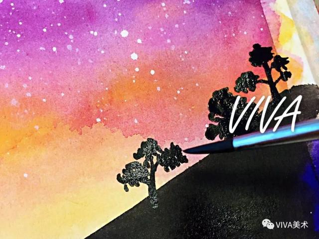来一组星空画法「水彩教程」,喜欢星空的小伙