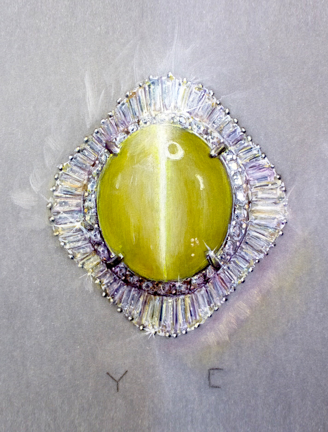 【珠宝手绘教程】7步画猫眼石 一看就会