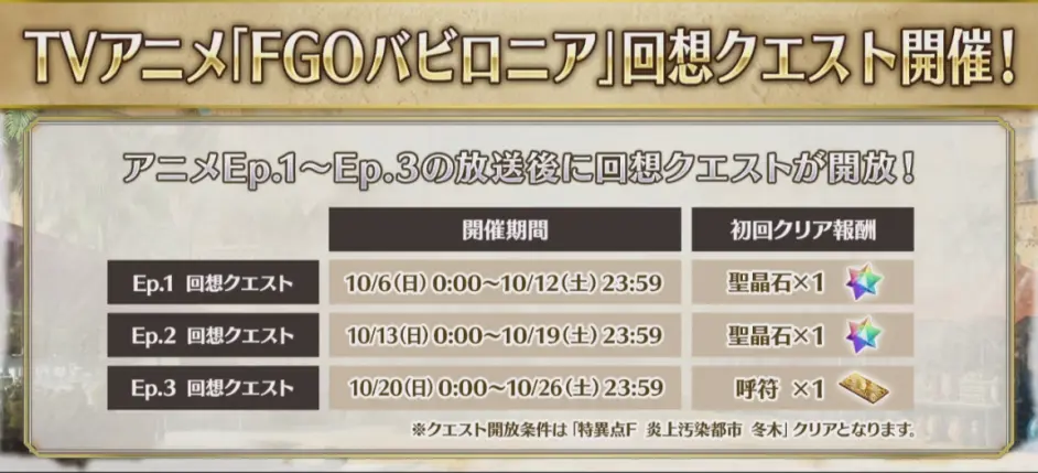Fgo日服京都漫展 动画放送纪念即将开启 送52个石头和8个呼符 哔哩哔哩