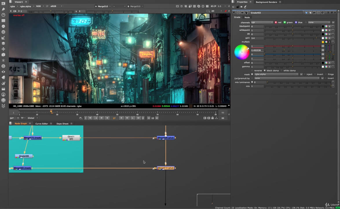 Nuke视频特效调色灯光教程 Udemy FX Color Grading and ReLighting in Nuke 哔哩哔哩