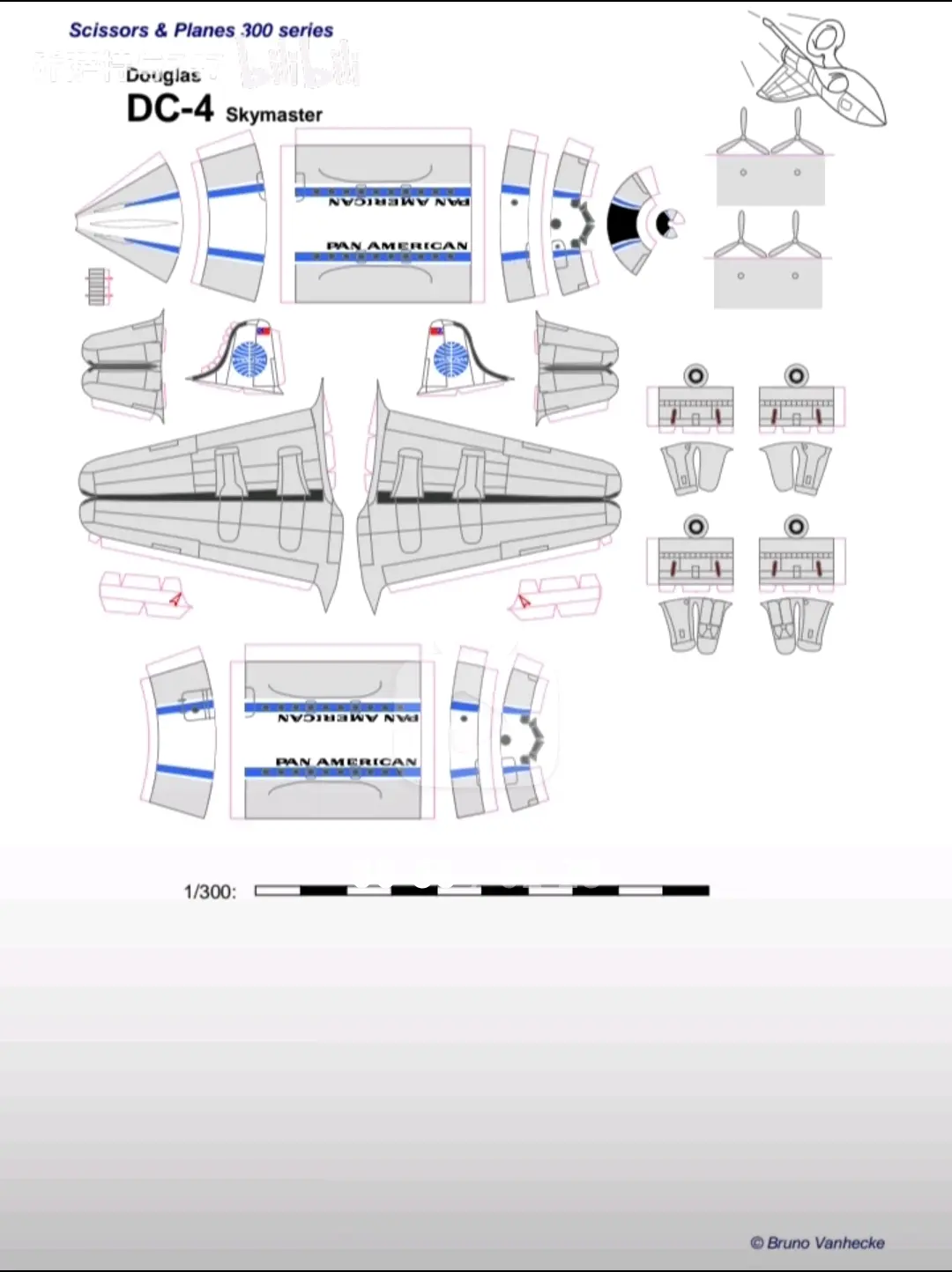 螺旋桨飞机纸模图纸